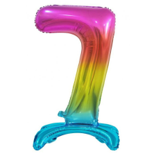 Színes Rainbow 7-es szám fólia lufi talppal 74 cm party kellék