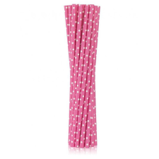 SZÍNES Rózsaszín Pink Dots papír szívószál 12 db-os party kellék