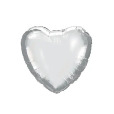 SZÍNES Silver Heart, Ezüst szív fólia lufi 46 cm party kellék