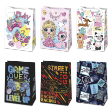 SZÍNES Színes Party papír ajándéktasak, ajándékzacskó 23x32x11 cm party kellék