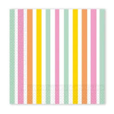 SZÍNES Színes Pastel Stripes szalvéta 20 db-os 33x33 cm FSC party kellék