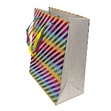 SZÍNES Színes Striped csillámos papír ajándéktasak 18x10x23 cm ajándéktasak