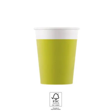 SZÍNES Unicolour Light Green, Zöld papír pohár 8 db-os 200 ml FSC party kellék