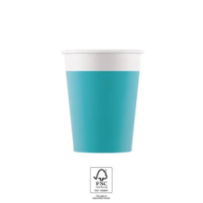SZÍNES Unicolour Tirquoise, Kék papír pohár 8 db-os 200 ml FSC party kellék