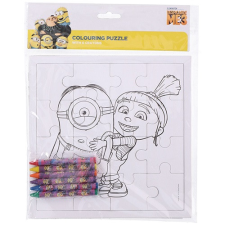 Színezhető puzzle 16db-os + 6db zsírkréta Minions kreatív és készségfejlesztő