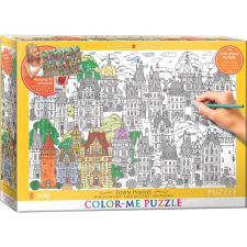  Színezhető puzzle városi házak 300 darabos + akasztókészlet puzzle, kirakós