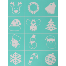  Szita-stencil 215 x 275mm, karácsonyi figurák dekorációs kellék