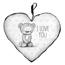 Szív alakú párna, I love you szürke maci lakástextília