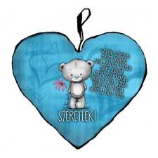  Szív alakú párna, kék szívvel maci, szeretlek lakástextília