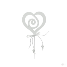  Szív csiga vonallal betûzõs fa 7x7 cm fehér S/12 dekorációs kellék