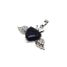 Szív medál fém szárny Goldstone kék 3,5x2cm medál