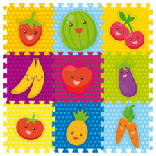  Szivacsszőnyeg - gyümölcsök, 9 db játszószőnyeg