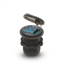  Szivargyújtó helyére beépíthető USB aljzat, feszültségmérővel - kék (54927BL) kábel és adapter