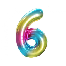  Szivárvány Rainbow 6-os szám fólia lufi 85 cm party kellék