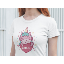  Szíves unikornis fehér póló egyedi névvel egyedi ajándék