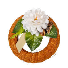  Szizálos széna koszorú szárazvirág díszítéssel barna 15cm dekorációs kellék