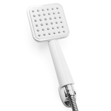  Szögletes fix zuhanyfej tartóval és 1,5 m gégecsővel - fehér csaptelep