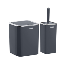  Szögletes fürdőszobai szemetes + WC kefe szett Antracit takarító és háztartási eszköz
