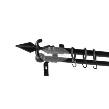 Szolnok fekete 2 rudas fém karnis szett - 160 cm karnis, függönyrúd