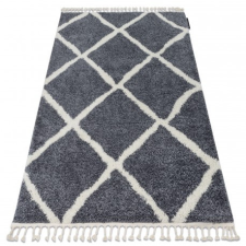 Szőnyeg BERBER CROSS B5950 szürke / fehér Rojt shaggy bozontos 80x150 cm lakástextília