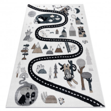 Szőnyeg FUN Route gyerekeknek, utca, állatok krém 160x220 cm lakástextília