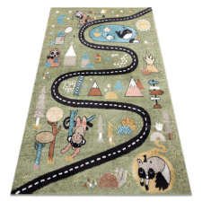 Szőnyeg FUN Route gyerekeknek, utca, állatok zöld 140x190 cm lakástextília