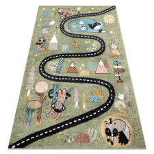 Szőnyeg FUN Route gyerekeknek, utca, állatok zöld 240x330 cm lakástextília