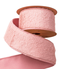  Szőrme szalag drótos szegéllyel 63mm x 5m - Púder rózsaszín szalag, masni