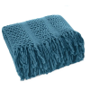  Szőtt akril takaró rojtokkal Gránátkék 130x170 cm