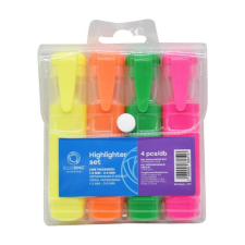  Szövegkiemelő lapos testű készlet, Bluering®, 4 klf. szín filctoll, marker