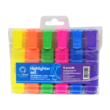  Szövegkiemelő lapos testű készlet, Bluering® 6 klf. szín filctoll, marker