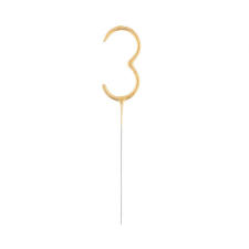 Születésnap Gold, Arany 3-as csillagszóró 17 cm party kellék