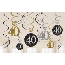 Születésnap Happy Birthday Gold 40 Szalag dekoráció 12 db-os szett party kellék
