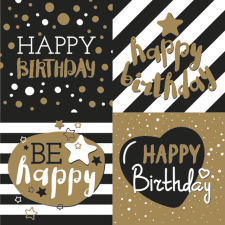 Születésnap Happy Birthday Golden szalvéta 20 db-os 33x33 cm party kellék