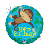 Születésnap Happy Birthday Monkey Buddy Holo fólia lufi 46 cm