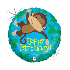 Születésnap Happy Birthday Monkey Buddy Holo fólia lufi 46 cm party kellék