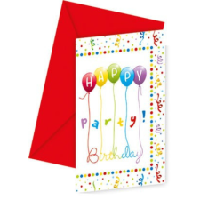 Születésnap Happy Birthday Streamers Party Meghívó 6 db-os party kellék