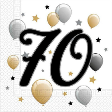 Születésnap Milestone, Happy Birthday 70 szalvéta 20 db-os 33x33 cm party kellék