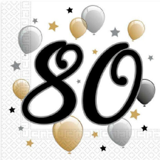 Születésnap Milestone, Happy Birthday 80 szalvéta 20 db-os 33x33 cm party kellék