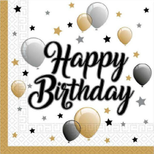 Születésnap Milestone, Happy Birthday szalvéta 20 db-os 33x33 cm party kellék