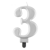 Születésnap Silver Metallic számgyertya, tortagyertya 3-as