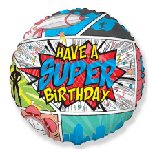 Születésnap Super Birthday Comic fólia lufi 46 cm (WP) party kellék