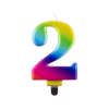 Születésnap Színes 2-es Galaxy számgyertya, tortagyertya