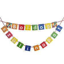 Születésnapi banner, zászlófüzér - Boldog szülinapot – LEGO minta party kellék