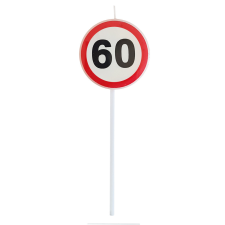 Születésnapi gyertya – Sebességkorlátozó tábla – 60-as party kellék