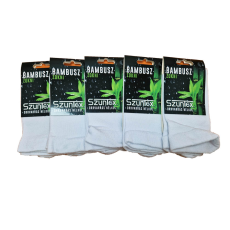 SZUNTEX bambusz gumi nélküli zokni fehér színben 5 PÁR 43-44