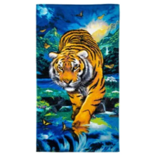 Szuper nedvszívó tigris mintás plüss pamut strandfürdőlepedő 70 x 140 cm (BBCD) babatörülköző, kifogó