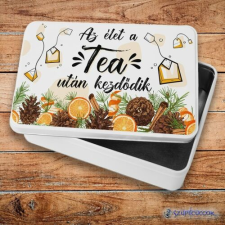 Szupicuccok Az élet a tea után kezdődik fém szendvicsdoboz (tároló doboz) uzsonnás doboz