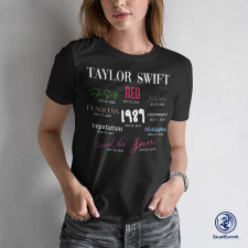 Szupicuccok Taylor Swift Album timeline női póló Szín: Fekete, Méret: S, Fazon: Standard női póló