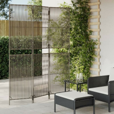 Szürke 3-paneles polyrattan térelválasztó bútor